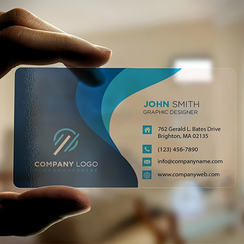 

Custom 50-piece Premium Transparent Business Cards - Waterproof Pvc, Matte Finish With Embossed Design For Everyday Office Use