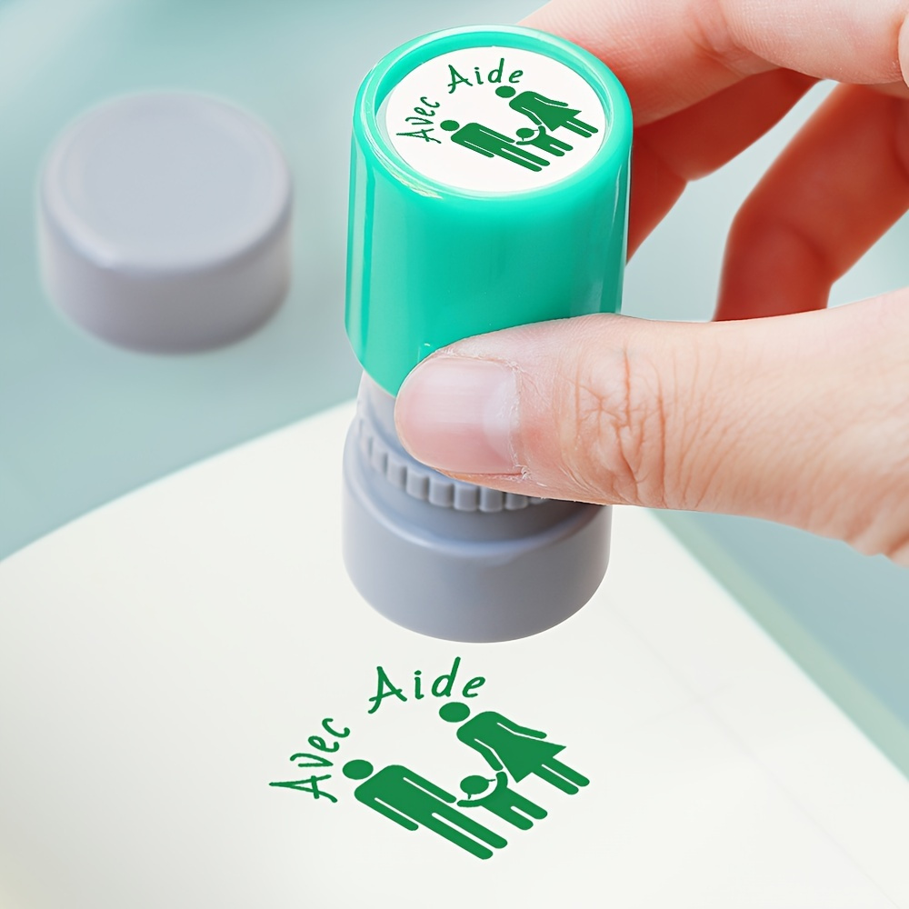 

French Teacher's Avec Aide Stamp - Round For Classroom Grading & Praise