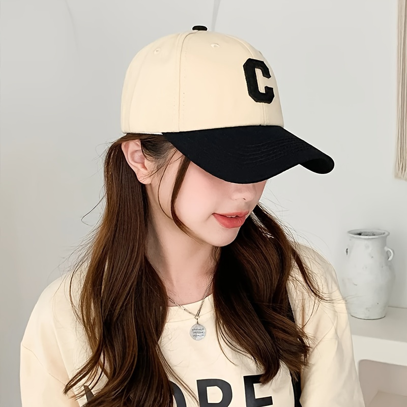 

1pc, Unisex Baseball Cap, Casual Outdoor Snapback, Two-tone With Letter C, Adjustable Hat For Daily Wear