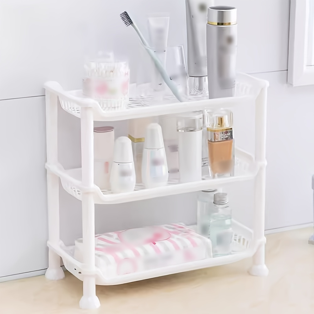 1pc Creative Storage Shelves, Cute White Small Person Bathroom Supplies  Organizer Rack, Cosmetic Storage Shelf, Self-adhesive Storage Holder,  Bathroom Accessories, Home Supplies