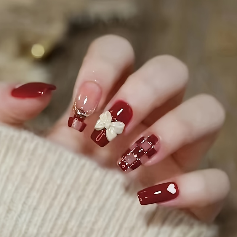 Sparkle Up Your Look With Multi-shaped 3d Nail Rhinestones - Red