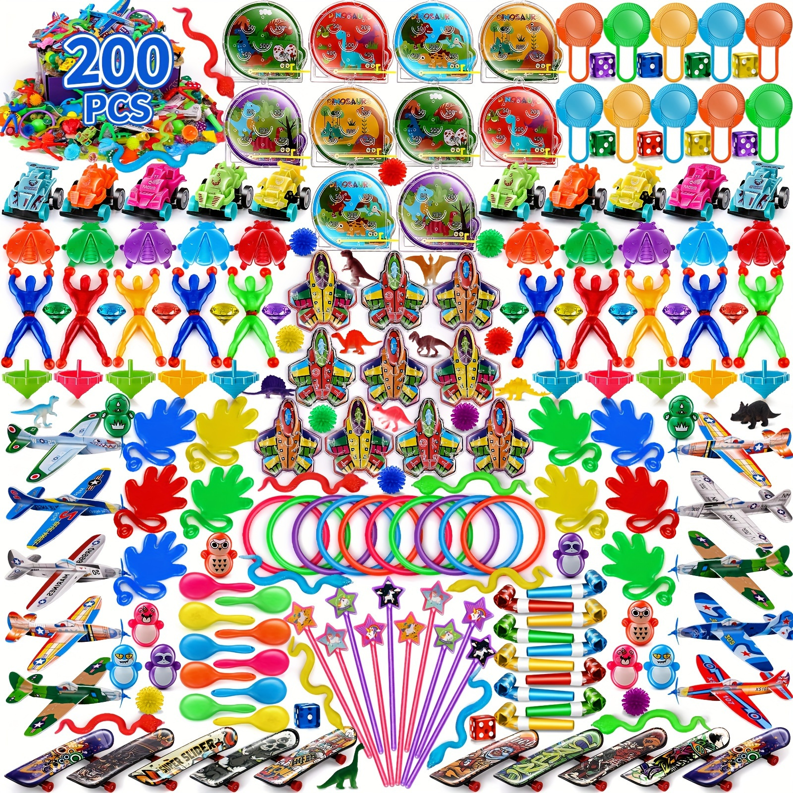 

200pcs-f, Classroom Prizes, Party Favors, Goodie Bag Fillers, Toy Assortment, Birthday Gift Toys, Carnival Prizes, Party Gifts, Holiday Gifts
