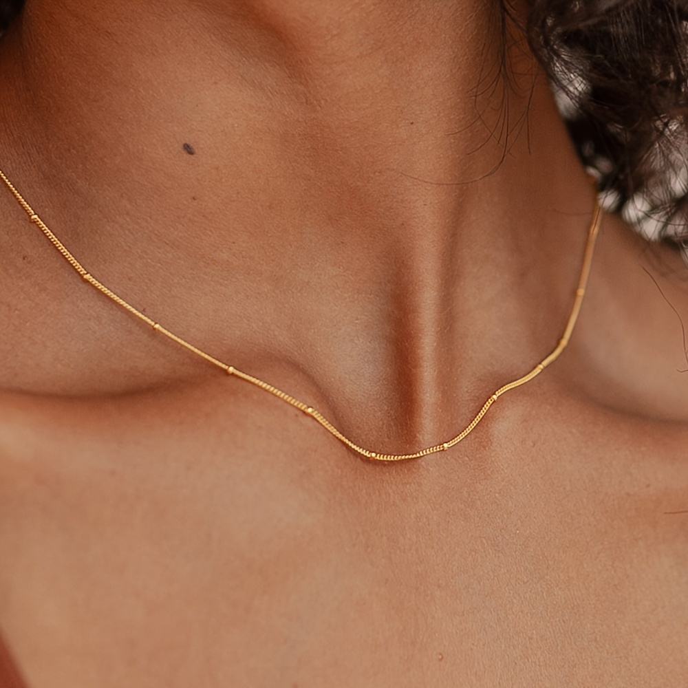 

Fashion Women's 18k Gold Plated Stainless Steel Gold Satellite Necklace • Minimalist Necklace • Layered Necklace