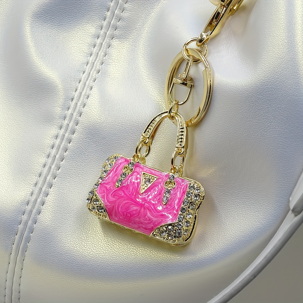 

Mini Handbag Enamel Keychain Sparkling Rhinestone Key Ring Purse Bag Backpack Car Pendant Charm Women Gift