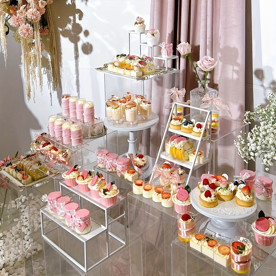 7 Pcs Dessert Table Display Set, 2 Pcs Plastic Cupcake