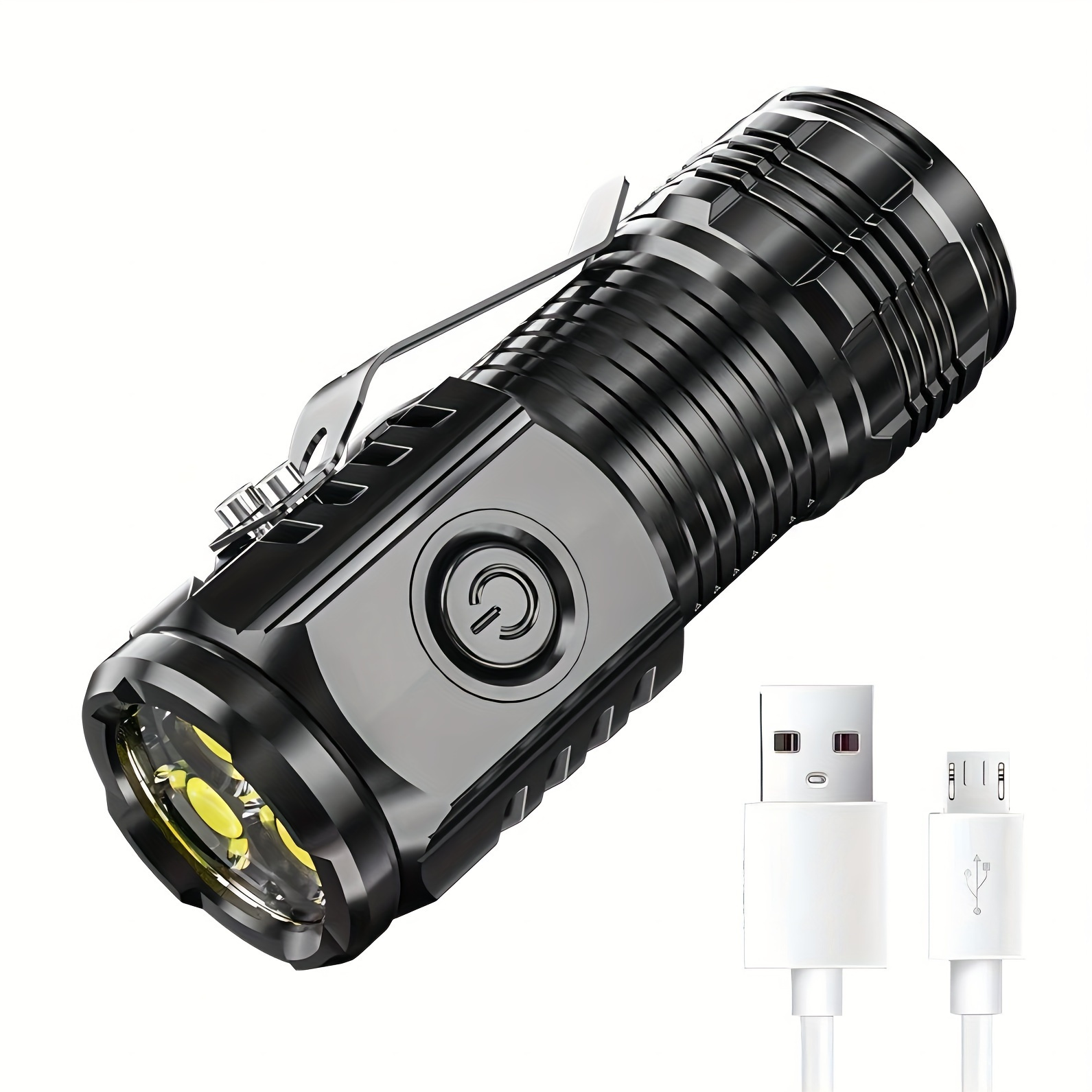 

1pc Strong Light Flashlight, Rechargeable 3 Led Lamp Multiple Modes, Outdoor Portable Multi-functional Small Flashlight For Outdoor Camping & Hiking