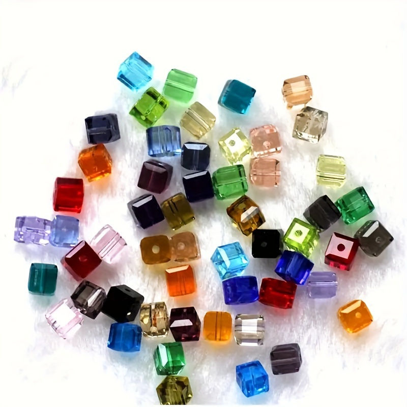 

50pcs 8mm Mixed Colorful Cube Artificial Crystal Glass Loose Faceted Spacer Beads For Jewelry Making Diy Earrings Bracelet Necklace Phone Key Chain Beaded Craft Supplies