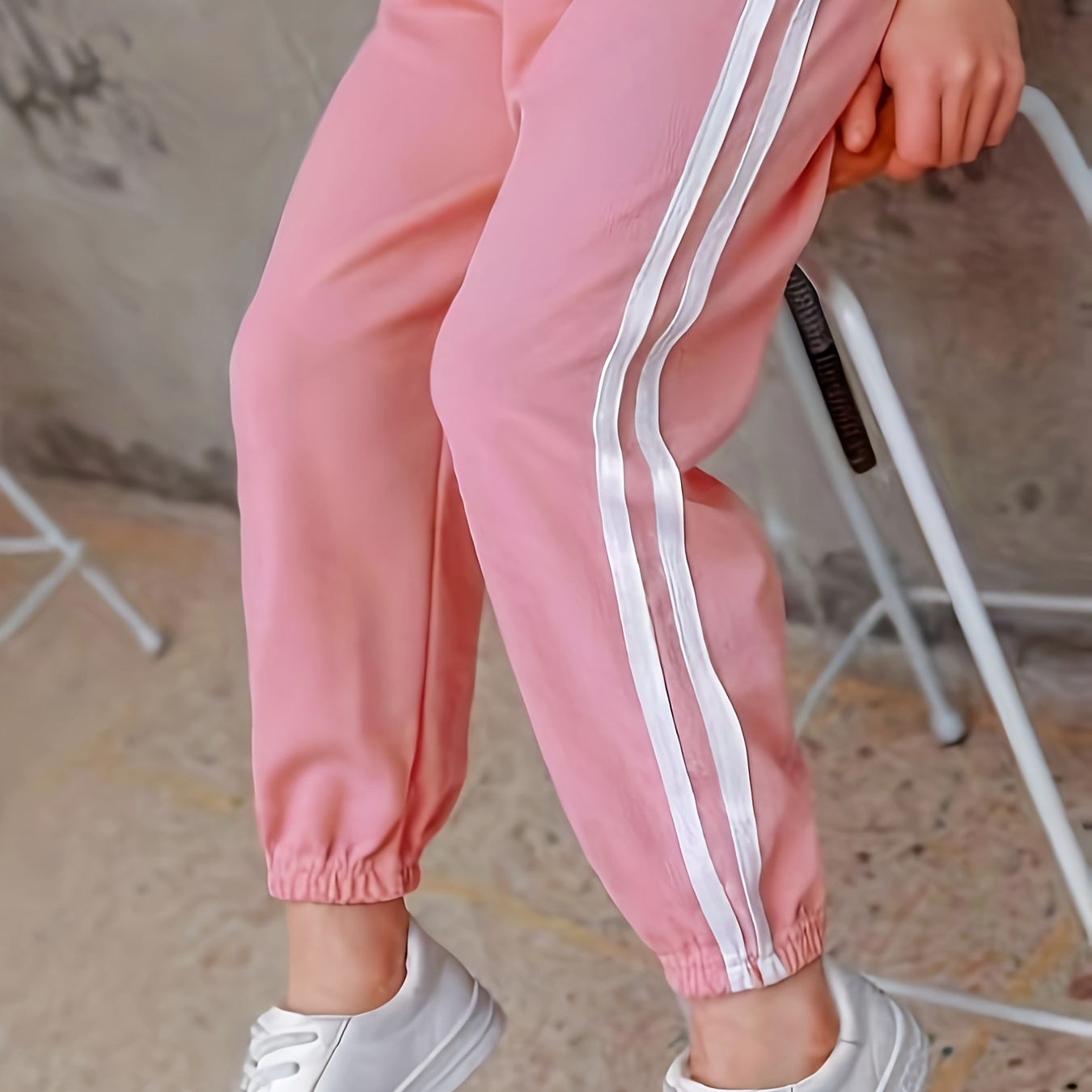 

Girls Preppy Striped Thin Trousers Breathable Comfy Pants For Casual Sports Wear Spring Summer