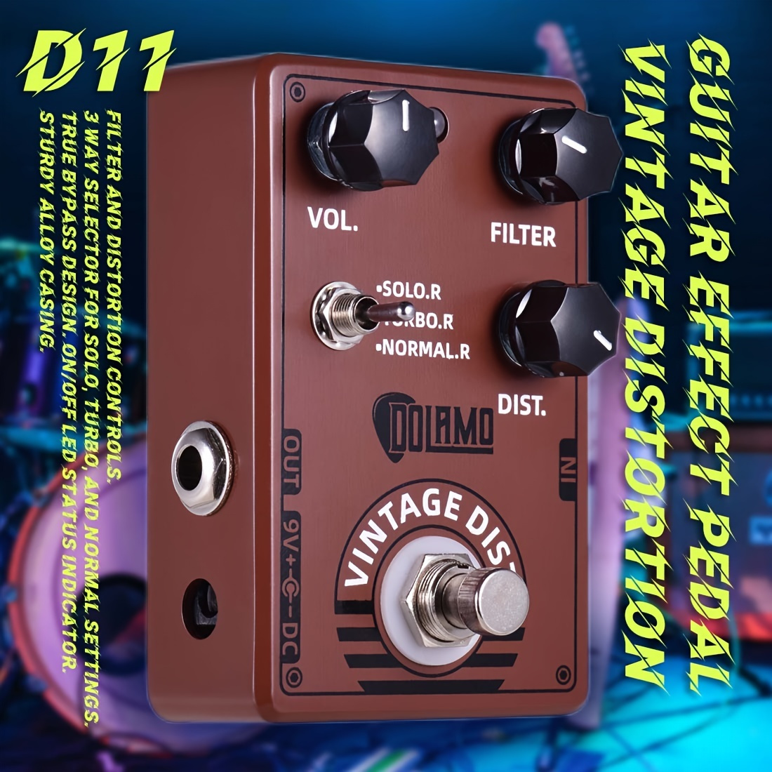 

1 Pc D-11 Vintage Distortion Guitar Effect Pedal With Filter And Distortion Controls True Bypass Design For Electric Guitar