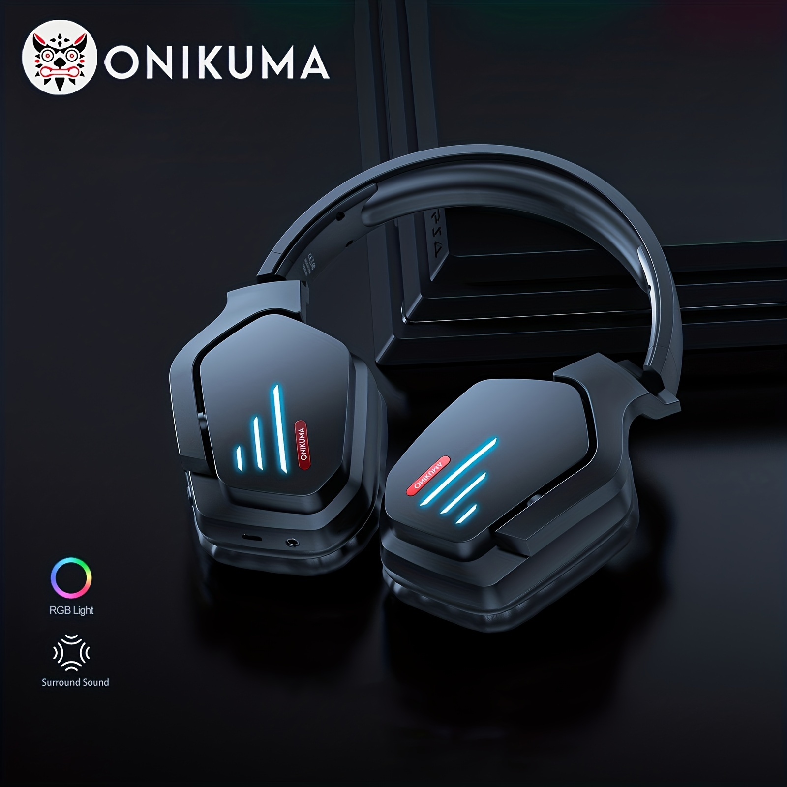 

Onikuma Professional Gaming Headset Wireless Headphones With Led Light Noise Cancelling Mic Foldable Headphone Gamer Earphones For Pc, Ps5