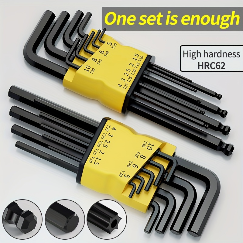 

9-piece High-durability L-shaped Allen Wrench Set - Alloy, Extended Reach & Hex Tools For Home Repairs