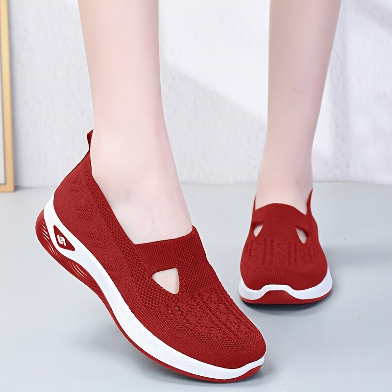 

Chic Low-top Knitted Sneakers For Women - Cushioned Soft Sole, Lightweight & Breathable Fabric, Versatile Comfortable For Casual Wear & Daily Walks
