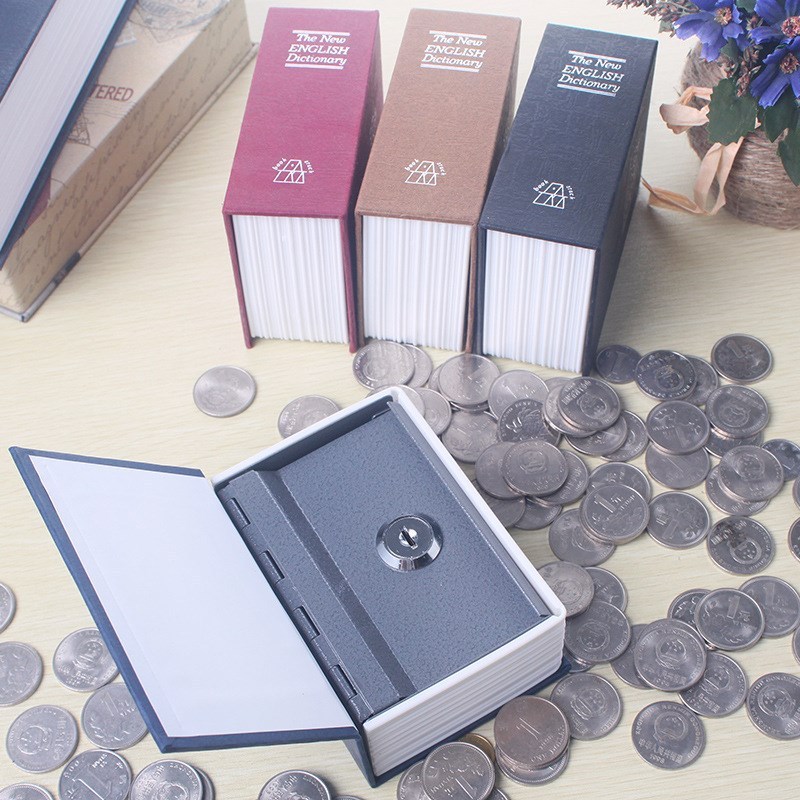 Dictionnaire livre secret coffre-fort caché avec clé grand espace sécurité  argent casier pour stocker des bijoux argent noir