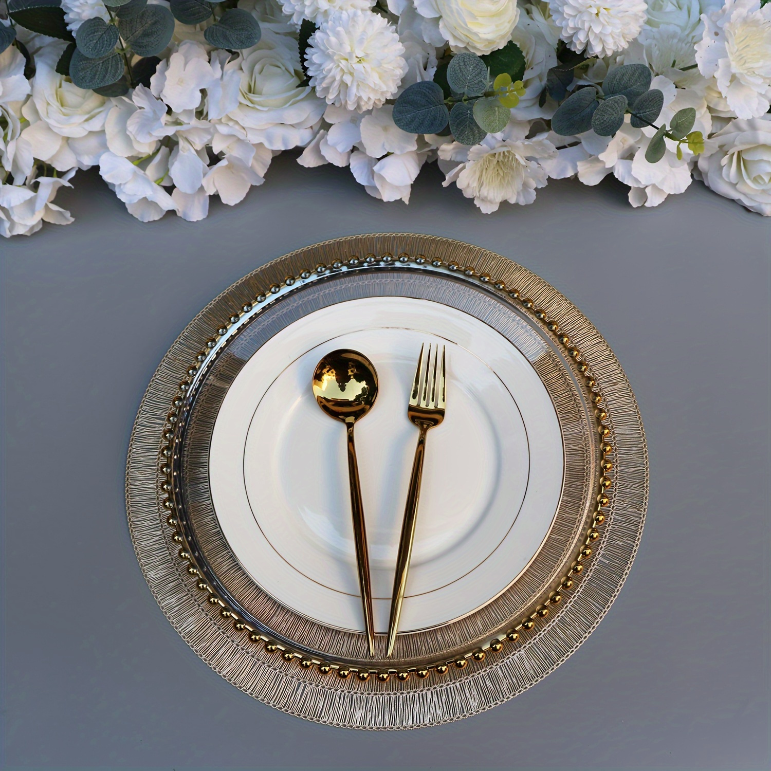 

4/6pcs, Placemats, Golden Round Table Pads, Light Luxury Table Decoration Mat, Coffee Table Pad, Household Bowl Plate Mat, Home Decoration