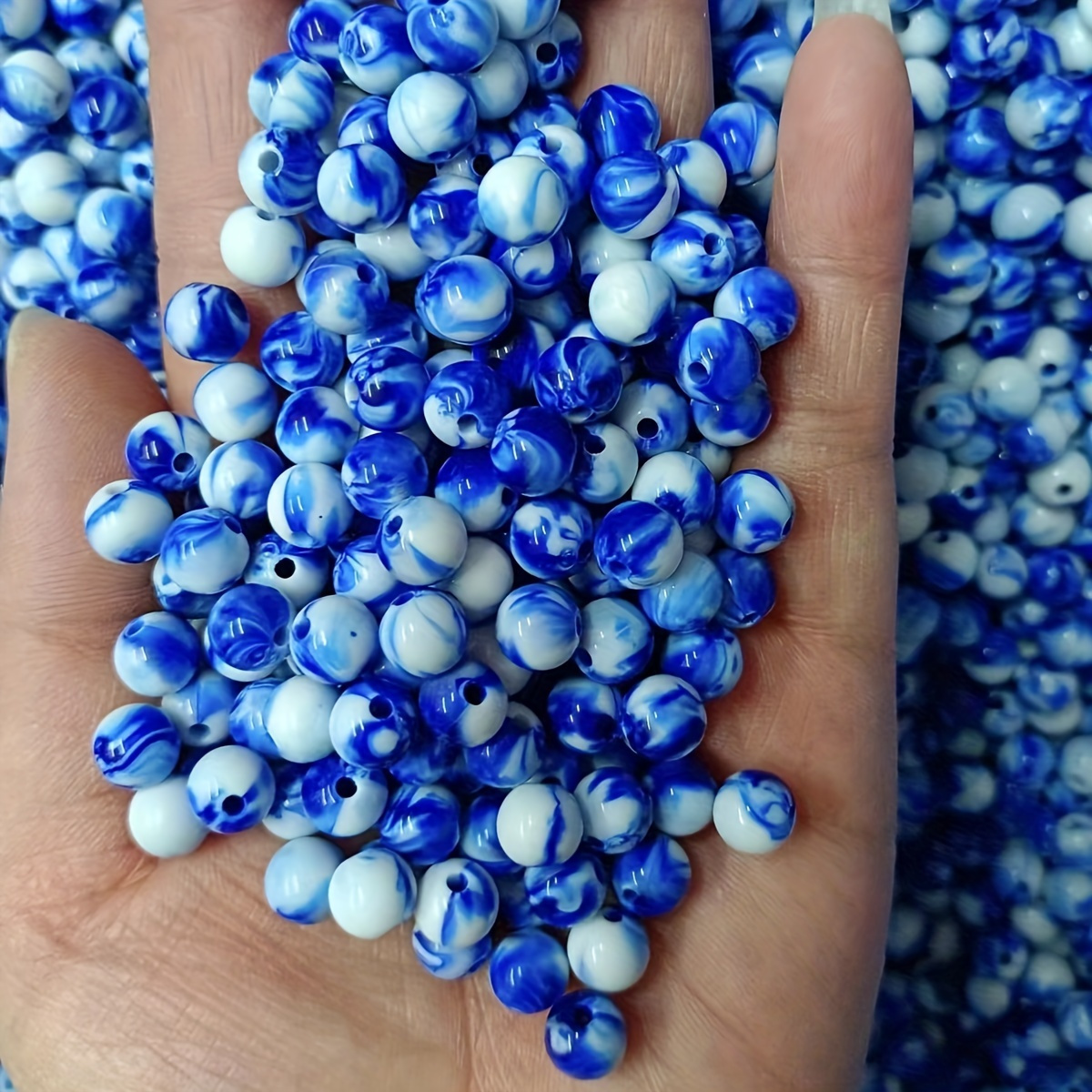 

6/8mm Blue And White Porcelain Blue Acrylic Beads, For Necklaces, Earrings And Bracelets, Your Diy Design