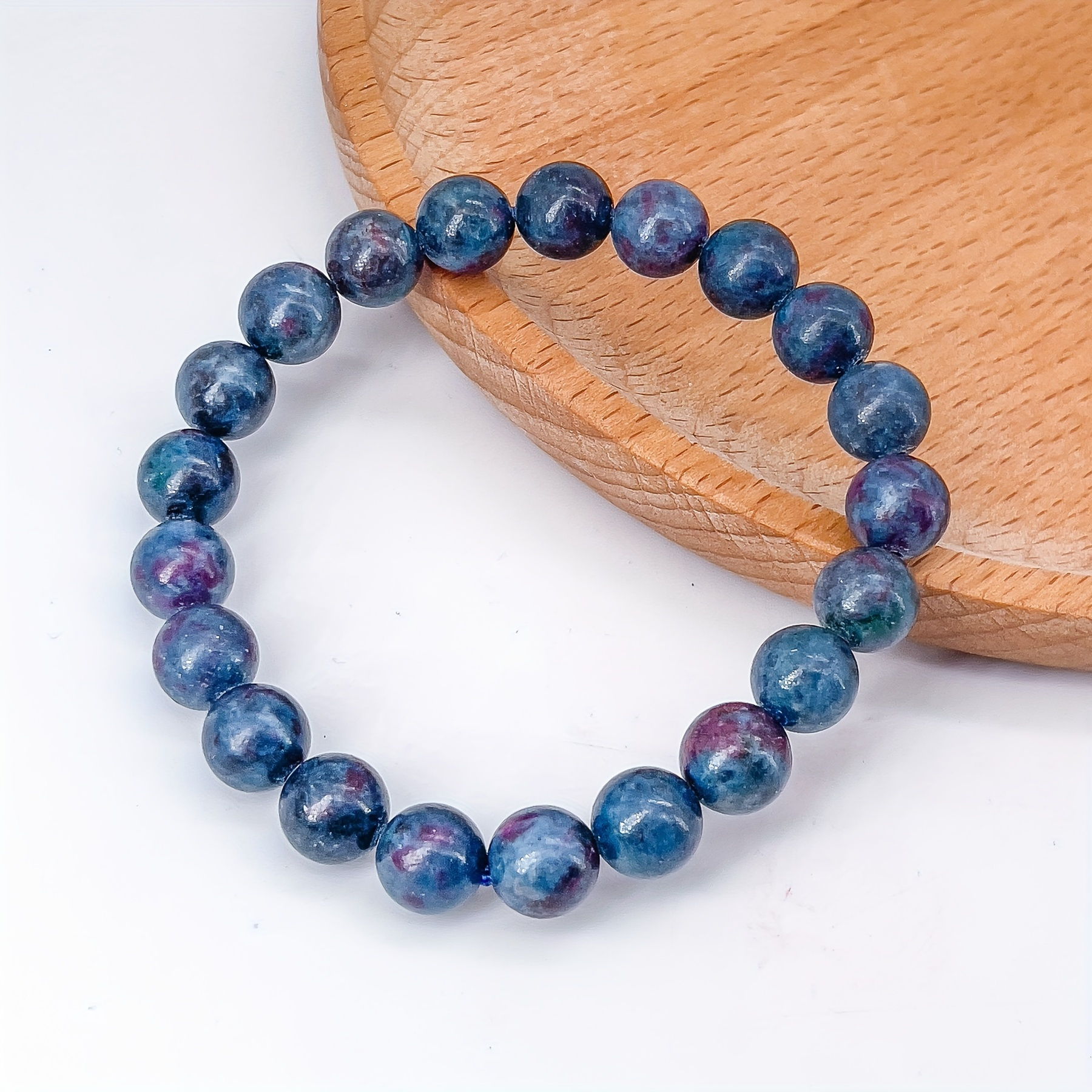 

1pc Kyanite Bracelet, 8mm Natural Stretch Jewelry, Beaded Bracelet, Charm Gift For Men And Women