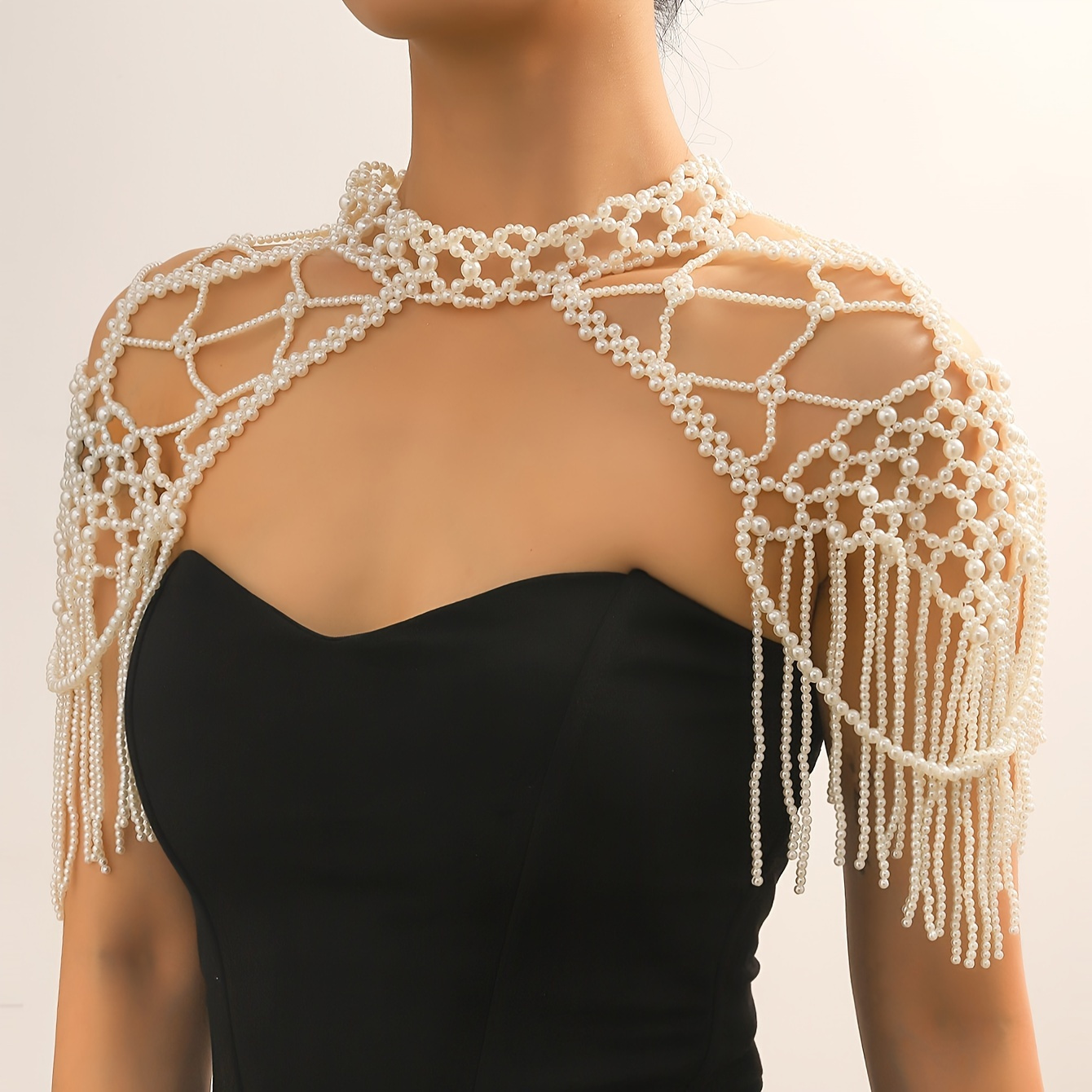 

Elegant Handcrafted White Pearl Body Chain - Silvery Plated, Weddings, Parties & Fashion Shows