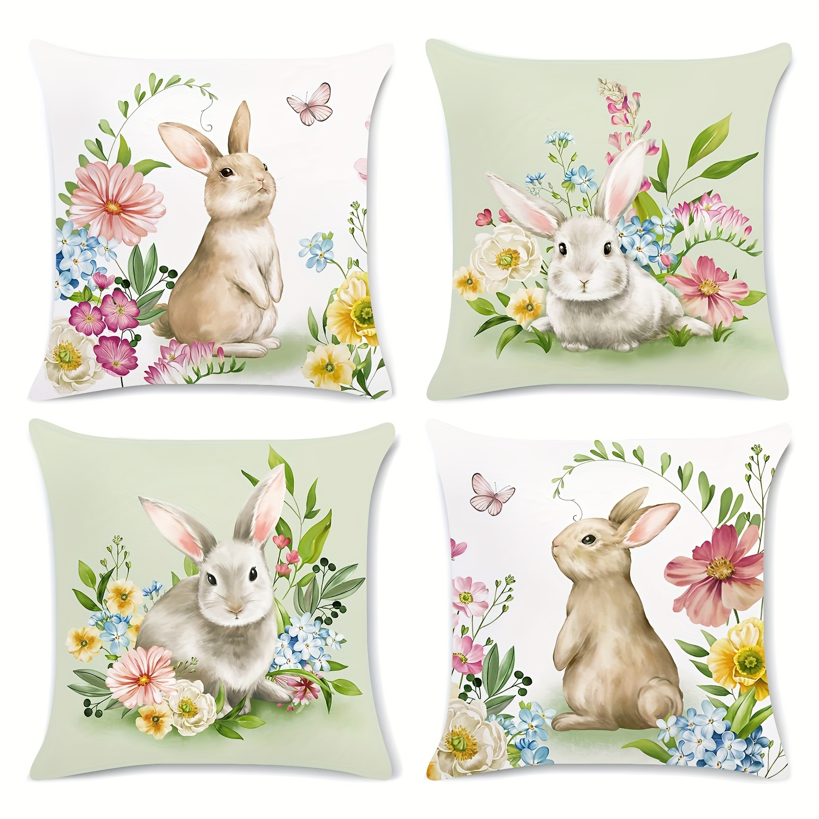 

4pcs Easter Bunny Pillowcase Home Decor, Room Decor, Office Decor, Living Room Decor, Sofa Decor (no Pillow )