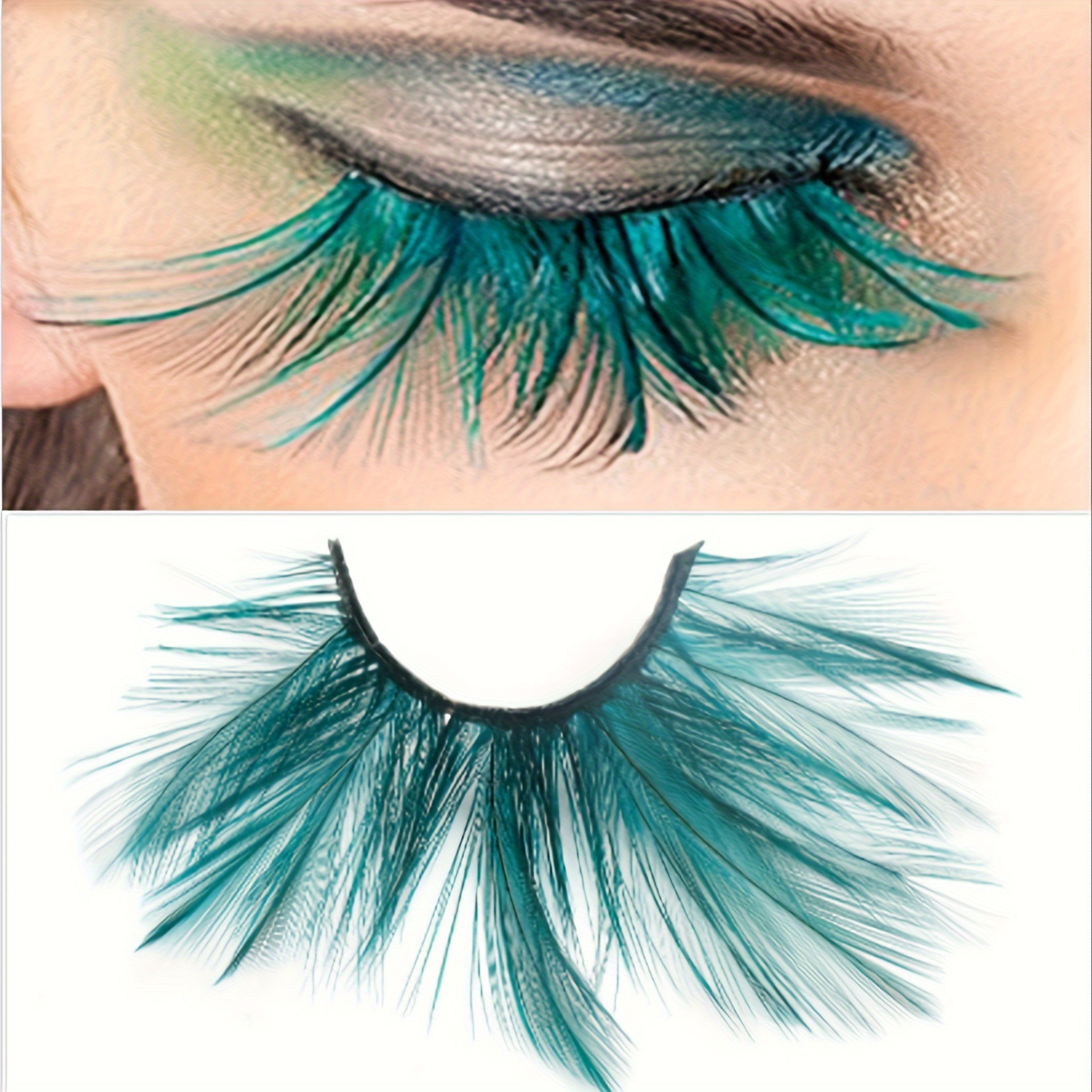 

Dark Green False Eyelashes Dramatic Long Feather Lashes Halloween Spiky False Eyelashes Dance Halloween Costume Makeup