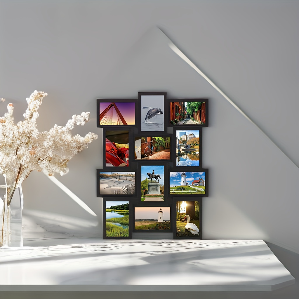 

12pcs Opening Collage Frame, Displays 6 4x6 And 6 6x4 Inch Photos, Black