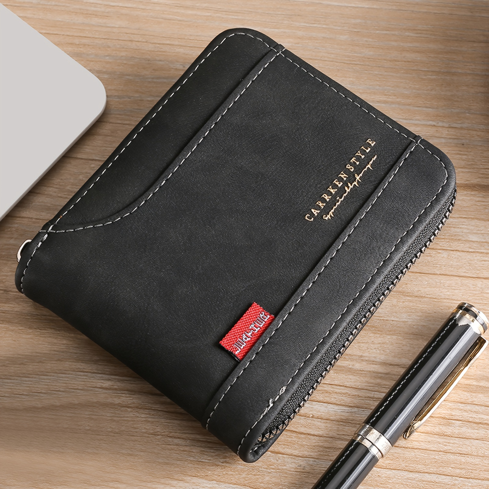 

1pc 's Short Zippered Wallet, With Fashionable Pu Leather And Zipper Wallet, Horizontal Multi Color Wallet, Multifunctional Id Bag Christmas Gift