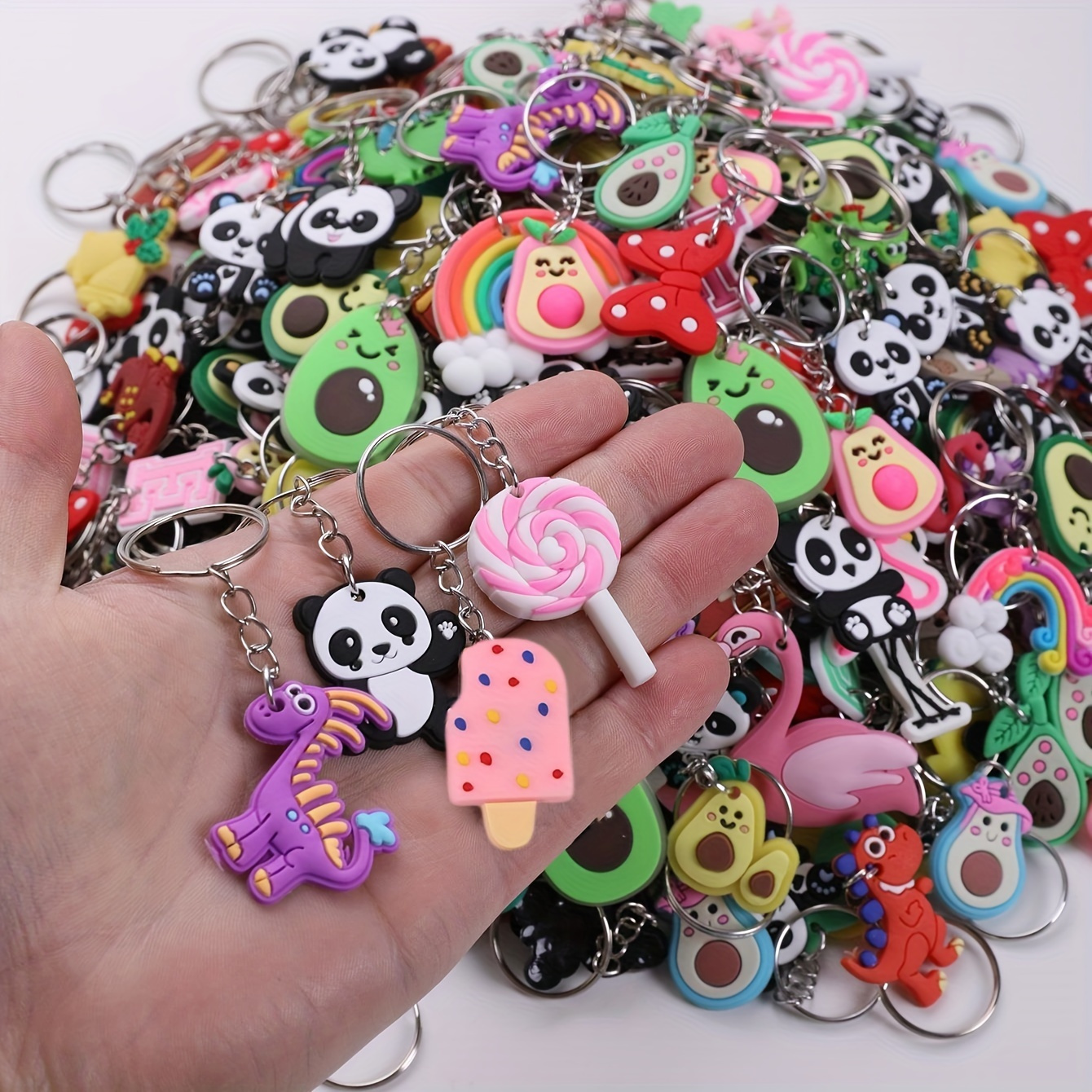 

Assorted Cartoon Keychains, Pvc Panda & Various Designs, Ladies Bag Accessories, Random Mix Anime Style Key Rings, Irregular Shapes, Cute Diy Charms For Keys And Bags