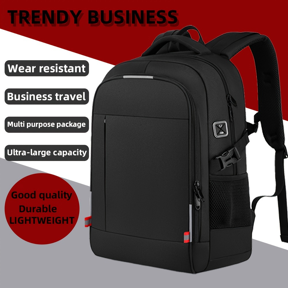 

Ezuola 30l Waterproof & Anti-theft Backpack, Large Capacity (18.9"x12.6"x5.5"), Oxford Fabric With Adjustable Straps For Daily , Business Travel, And College, Shoulder Bag, Laptop, Black