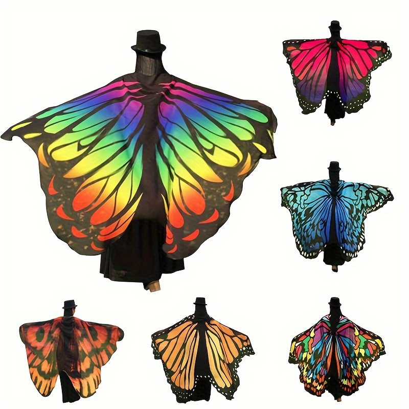 

Oversized Colorful Butterfly Wing Shawl Thin Soft Chiffon Cape Halloween Party Cosplay Shoulder Cloak