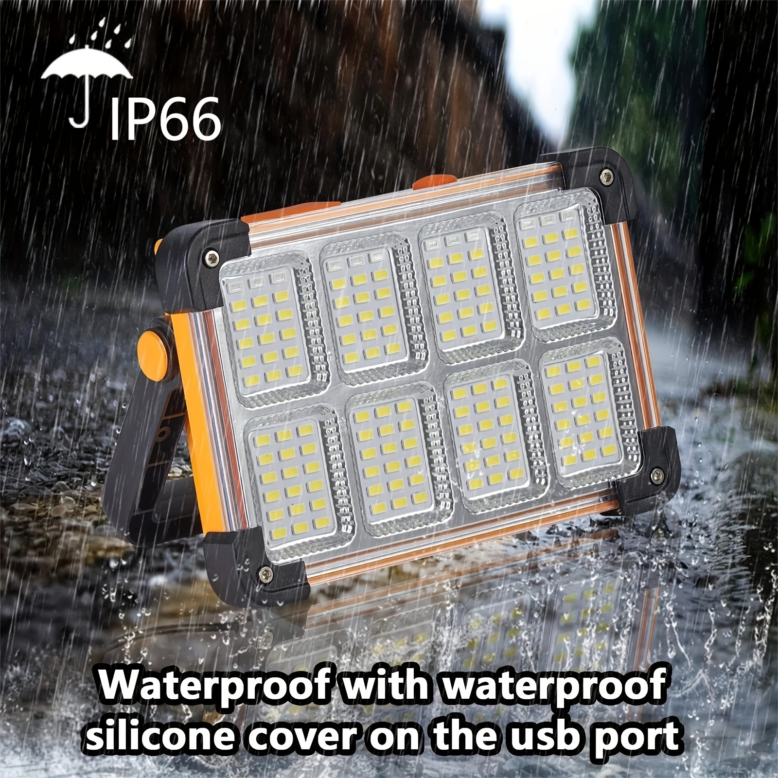 

1pc Rechargeable Led Working Solar Light, Portable Flood Light, Outdoor Cordless Light, Floor Standing Type, For Power Emergency /outdoor Camping Hanging Light Hand Light