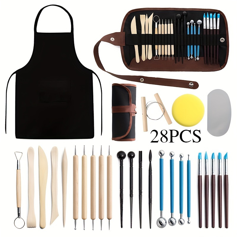 

28pcs Set Clay Pottery Tools, Clay Carving And Cutting, Pottery Clay Sculpting Tools Diy Handmade Tool