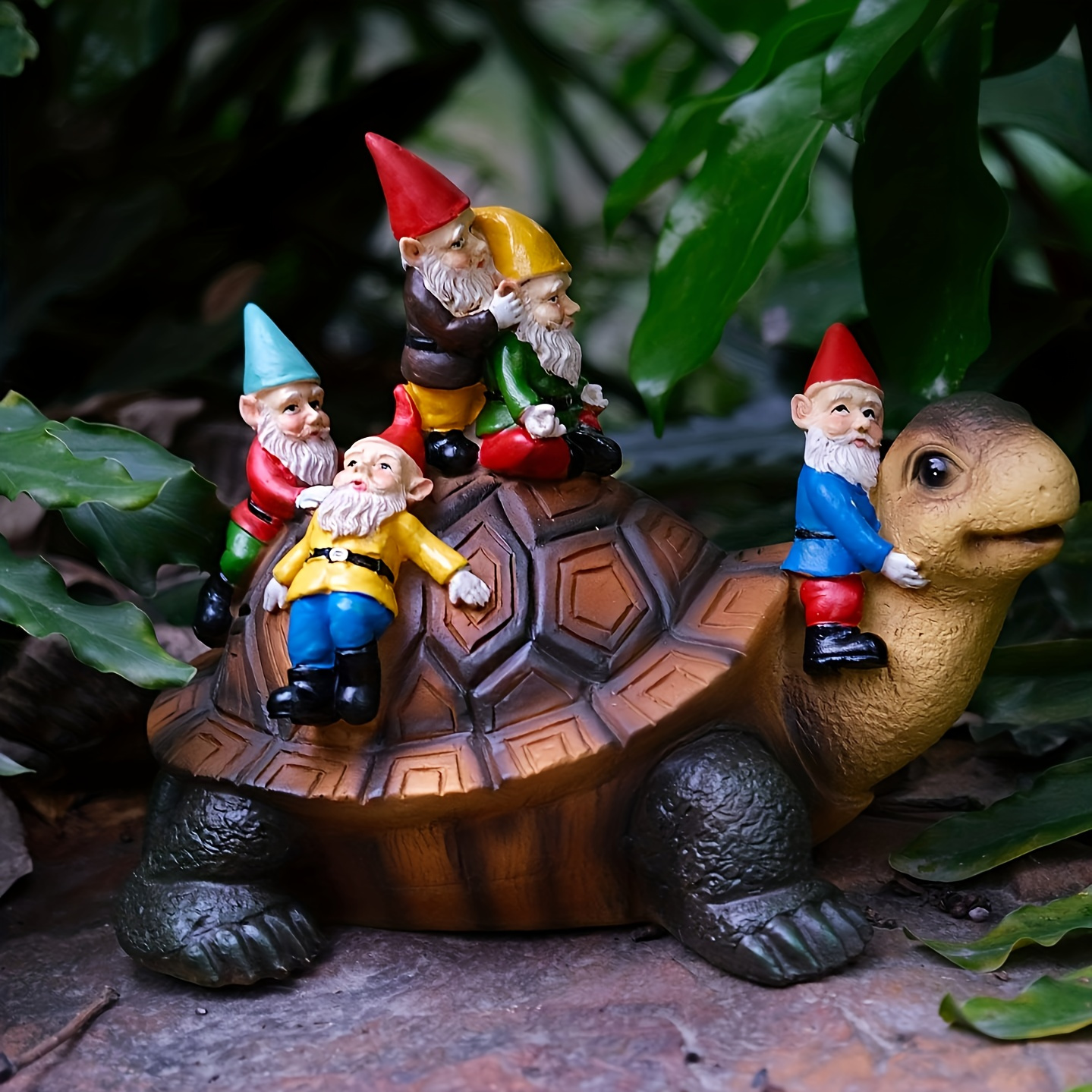 

1pc, Rustic Resin Gnomes On Turtle Sculpture, Festive Garden Decor, 3d Home Ornament, Farmhouse Outdoor Accent With Detailed Craftsmanship