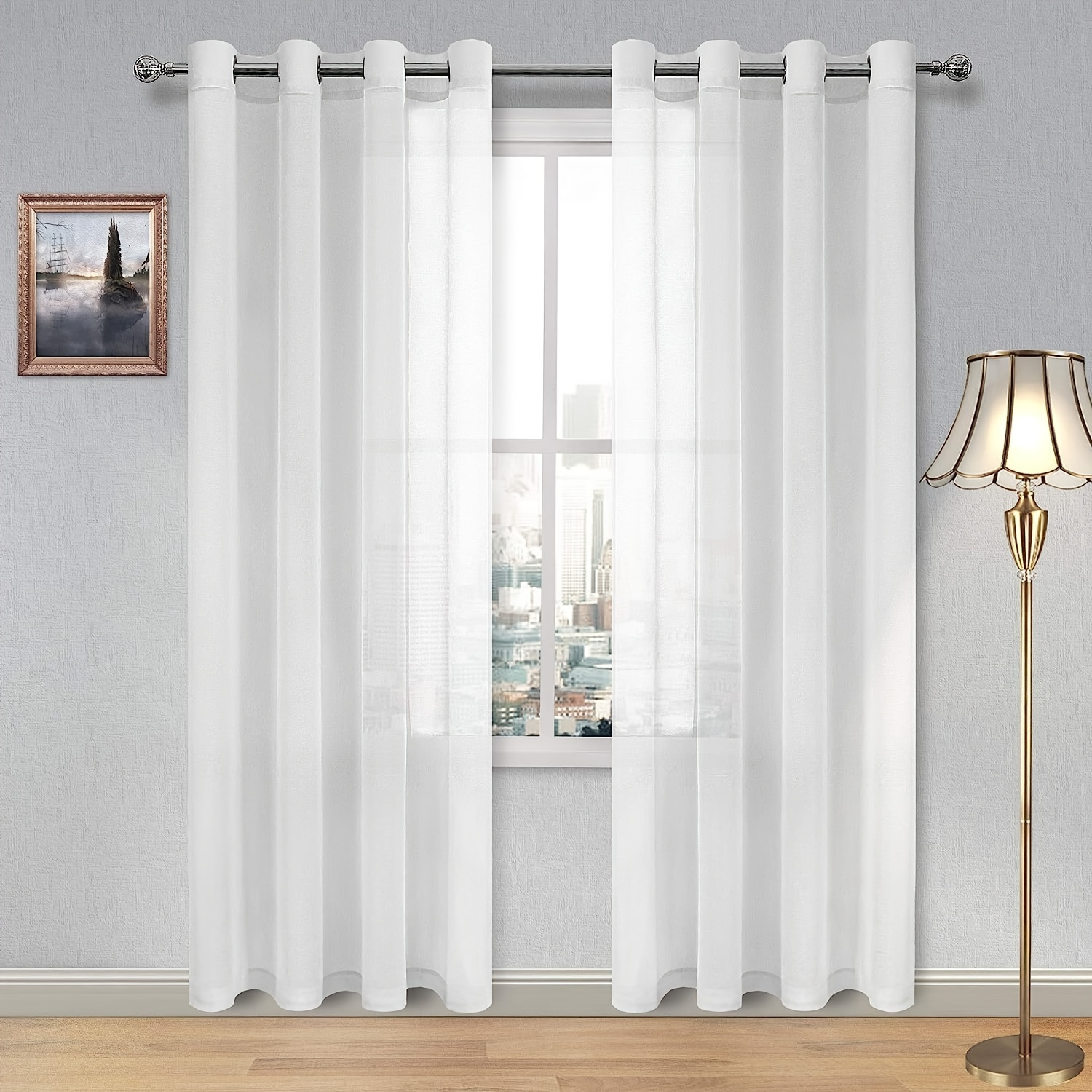 KEKUYA Tende per Interni da Letto Trasparenti Moderne, Bande verticale  blanche,Tende Finestre Voile Semi Trasparenti per Soggiorno e Camera da  Letto Luminoso Decorazioni per la casa,2 Pezzi 229x229cm : : Casa e