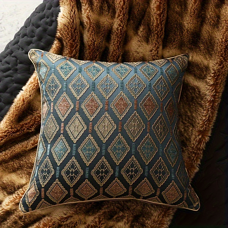 

Contemporary Geometric Throw Pillow Covers, Machine Washable, Zipper Closure, Woven Polyester, Decorative Cushion Cases For Living Room - -01 Design