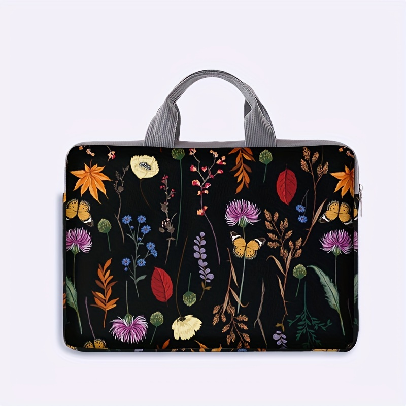 

Floral Print Laptop Sleeve: 14" Laptop Cover With Fixed Shoulder Strap And Zipper Closure