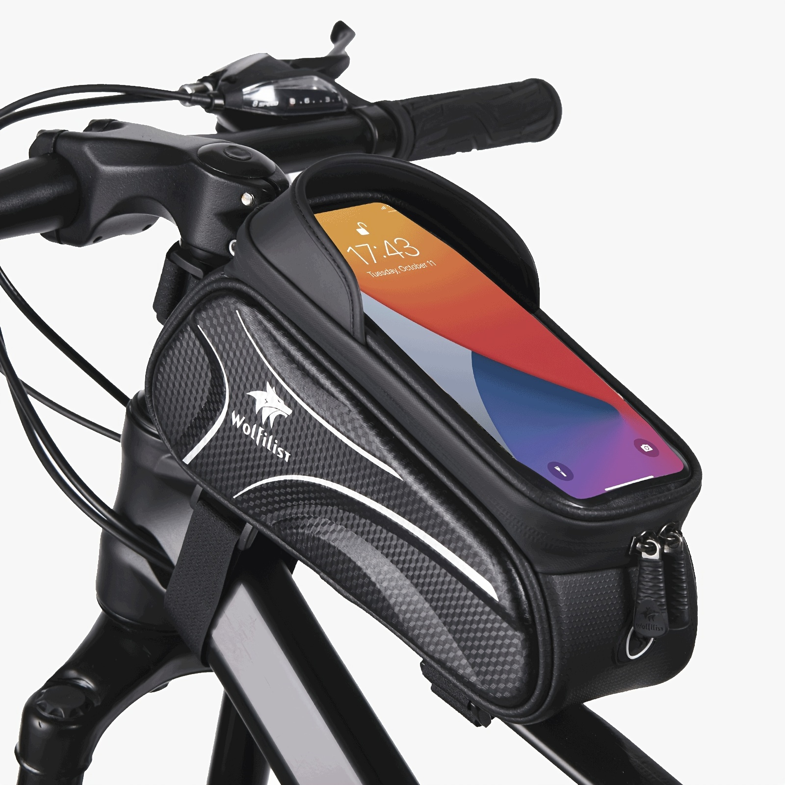 

Bike Bag - Waterproof Bike Frame Bag With Sun-visor Rain Cover, Bike Phone Holder With Tpu Sensitive Touch Screen, Handlebar Bag Bicycle Accessories, 2l Large Capacity Suitable Phone Under7