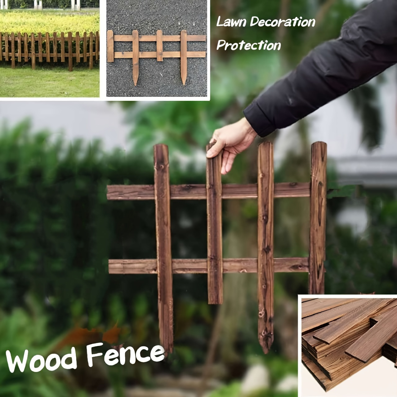 

1pc Wood Fence, Fairy Garden Vintage Picket Fence, Anti-corrosion Wooden Crafts, Diy Garden Lawn Landscape Ornament, Home Outdoor Decor, Outdoor Courtyard Park Lawn Decoration