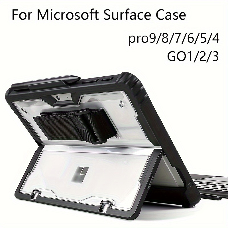 For Microsoft Surface Pro 9 8 7 6 5 4 7+ Protective Case, Transparent Back  Case GO1/2/3 All-in-One Protective Rugged Cover Case