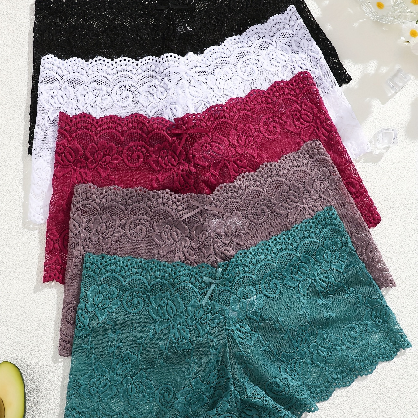 5pcs Floral Lace Panties
