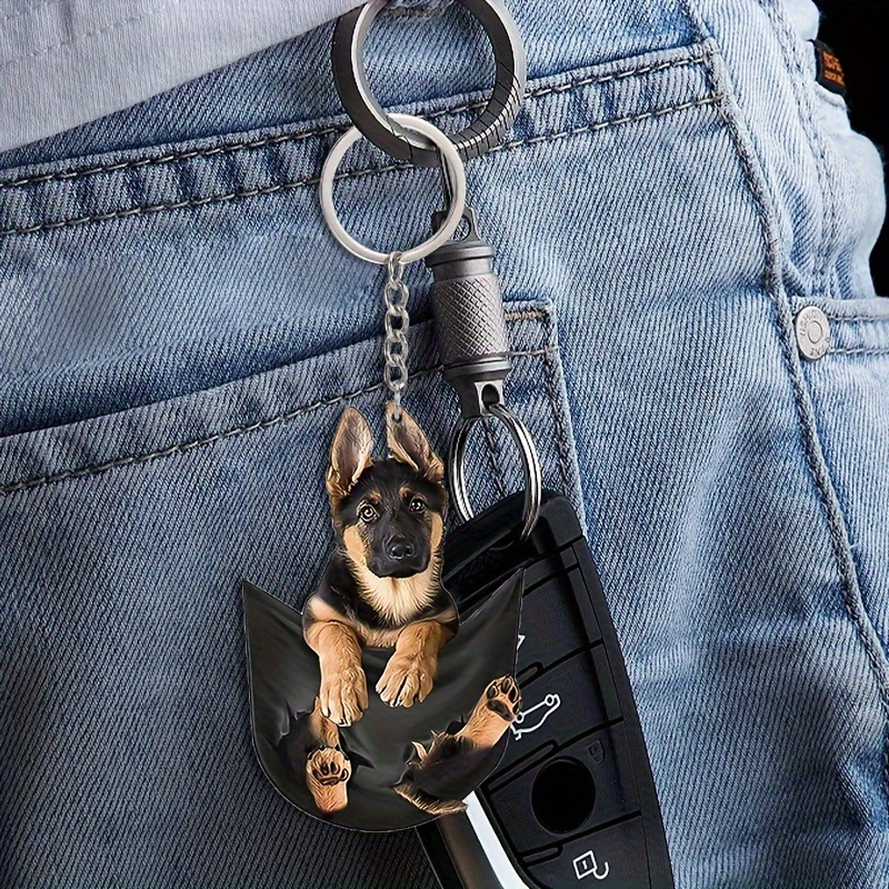 

1pc Acrylic Shepherd Fan Keychain, Car Decoration Accessories