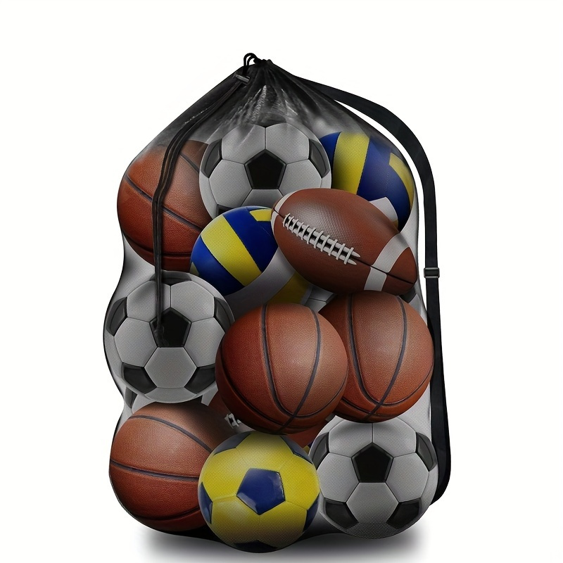 

1pc Extra Large Sports Ball Mesh Bag, Adjustable Shoulder Strap, Sports Bags For Holding Soccer, Football, Volleyball, Swimming Gear