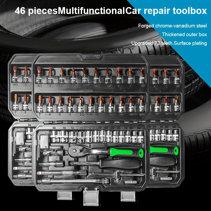 

46pcs/150pcsultimate Auto Mechanic Tool Kit - Premium Ratchet Torque Wrench & Diverse Screwdriver Set - Ultra-portable, All-in-one Solution For Car, Bike, & Motorcycle Maintenance