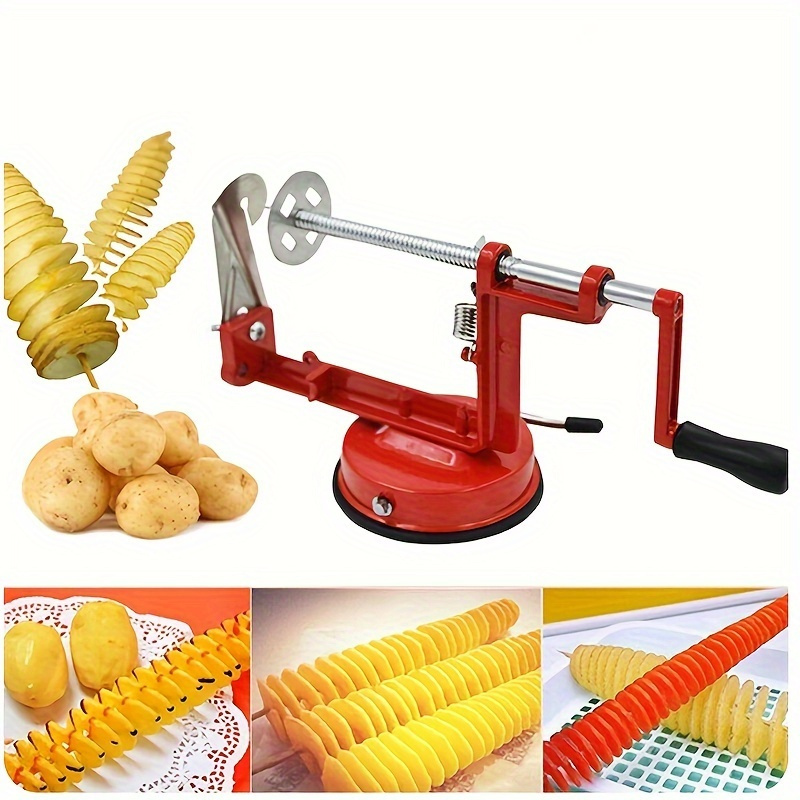 

1pc, Curly Fry Cutter, Red Twisted Potato Slicer For Potato Carrot Cucumber Eggplant Potato, Spiral French Fry Cutter, Twister With Strong Base, Potato Peeler For Restaurant, Kitchen Tools
