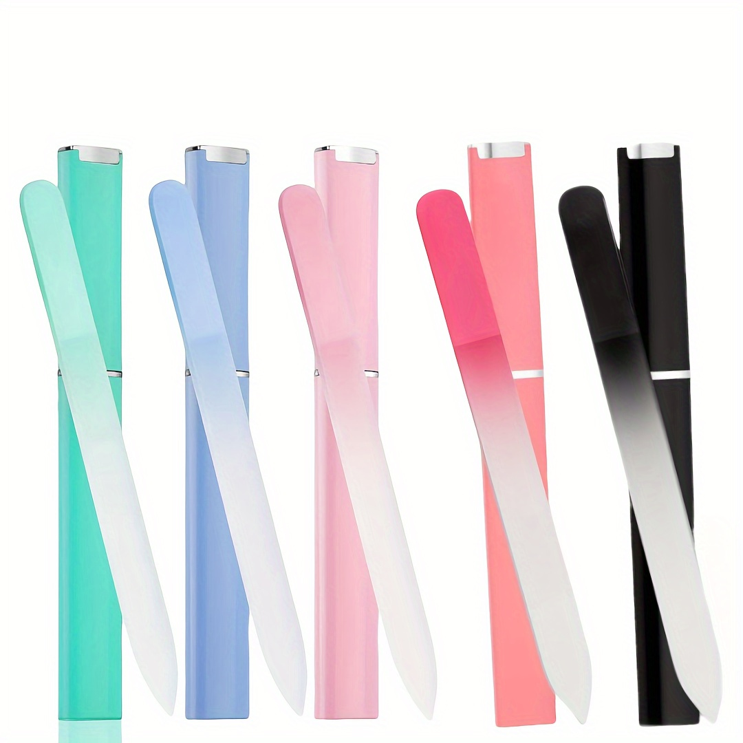 

Glass Nail File Set With 5 Colors: Convenient And Low Allergenic For Home Or On-the-go Use