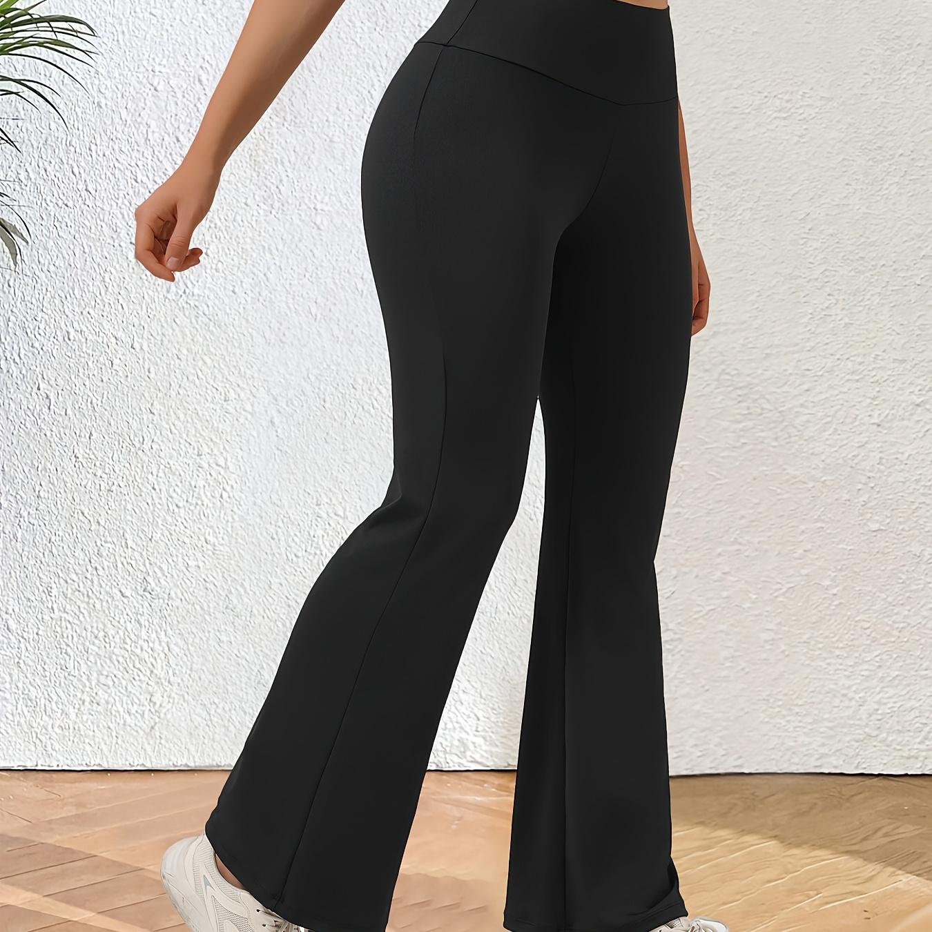 

Elegant Style, High-waist Slimming Flare Yoga Pants For Women - Stretchy Polyester & Elastane , Elegant Bootcut Design, Casual Wear, Hand Washable