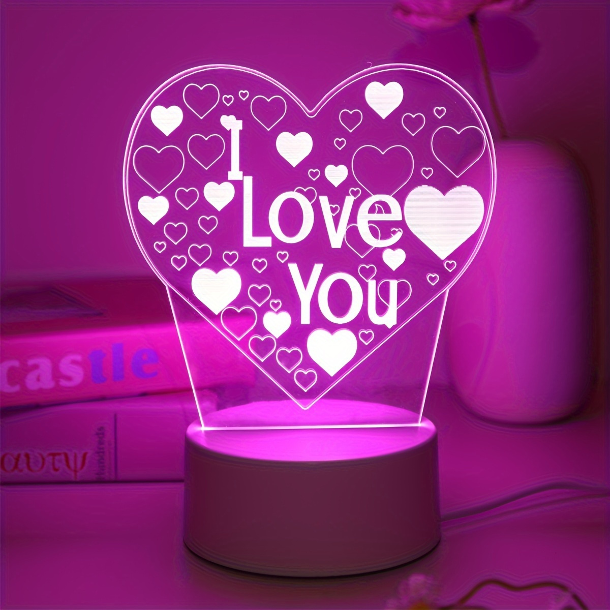 

1pc Pink Love 3d Night Light, Couple Romantic Decorative Atmosphere Light