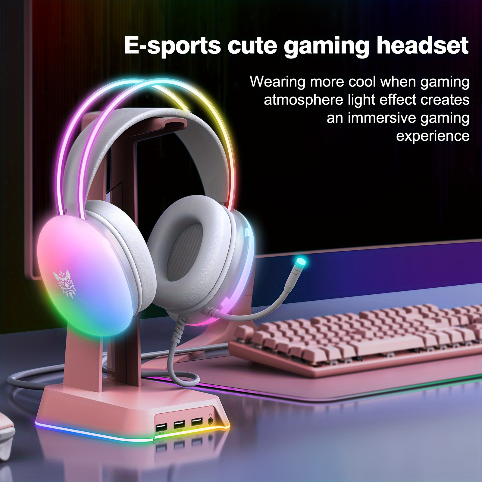

Onikuma X25 Wearable Gaming Headset With Microphone Full Luminous Rgb Computer For Pc Wired Game Headset With Rgb Light, Headset With Noise Surround Sound And Wired 3.5mm Jack