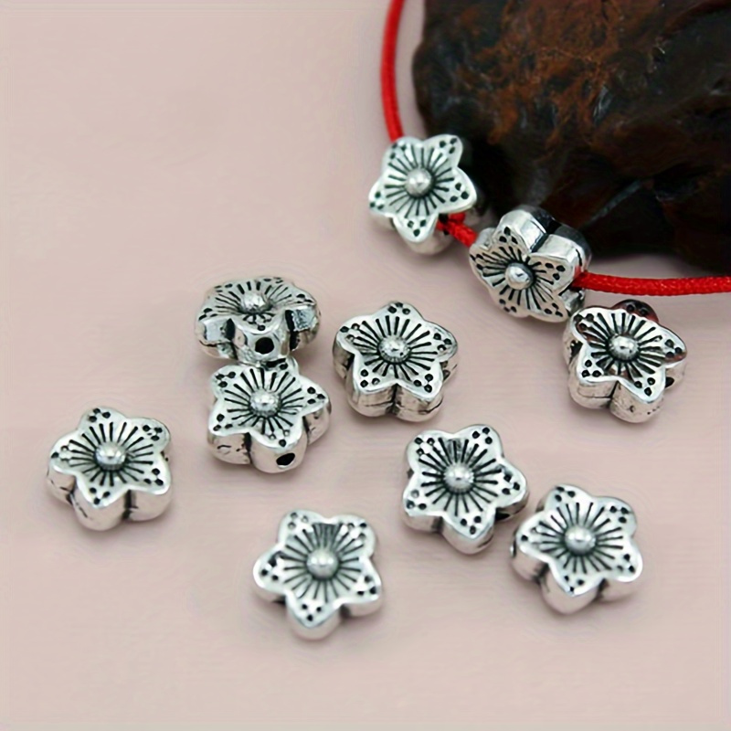 

10/20pcs Silvery Flower Charm Small Hole Beads Spacer Beads Beaded Diy Craft Bracelet Necklace Jewelry Accessories 8x8x4mm