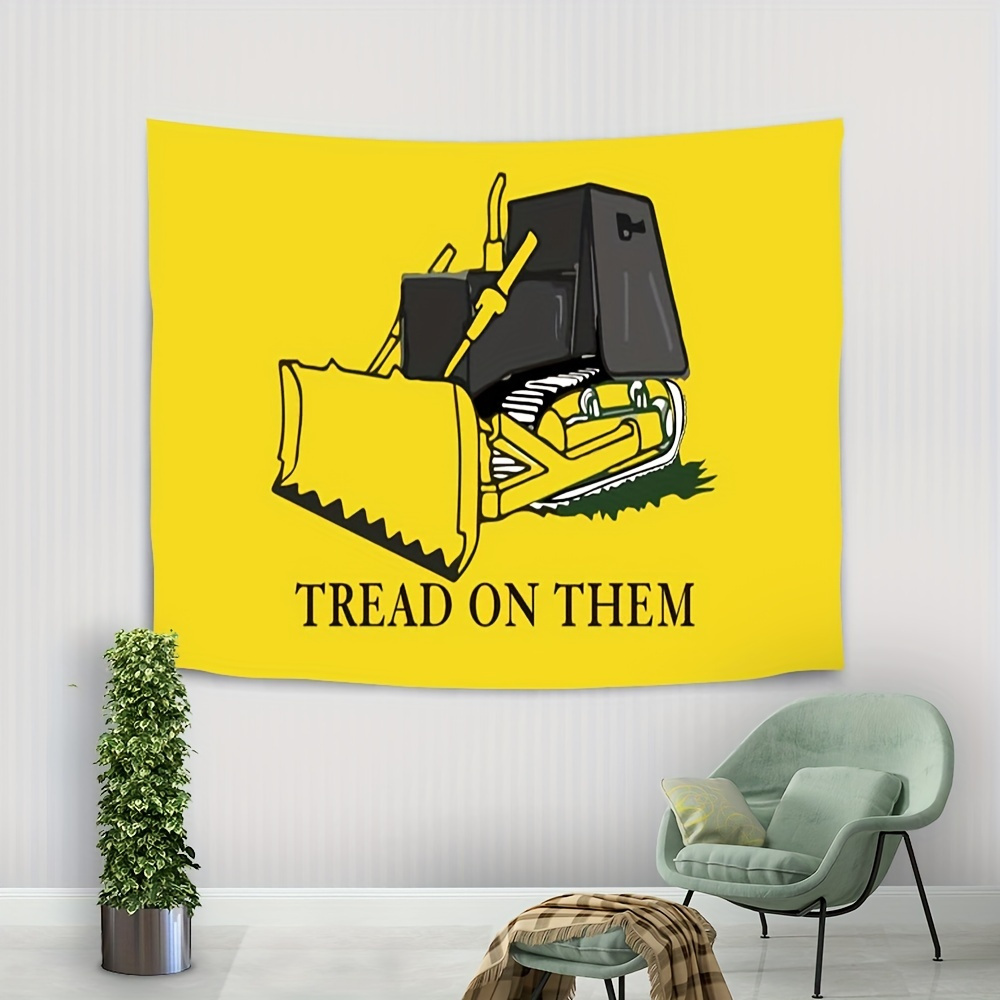 

Graphic Bulldozer "tread On Them" Tapestry - Polyester Wall Hanging Decor For Living Room, Studio, Dorm - Music Theme Indoor Tapestry, Woven Without Electricity, Ideal For Home Decor & Gifts