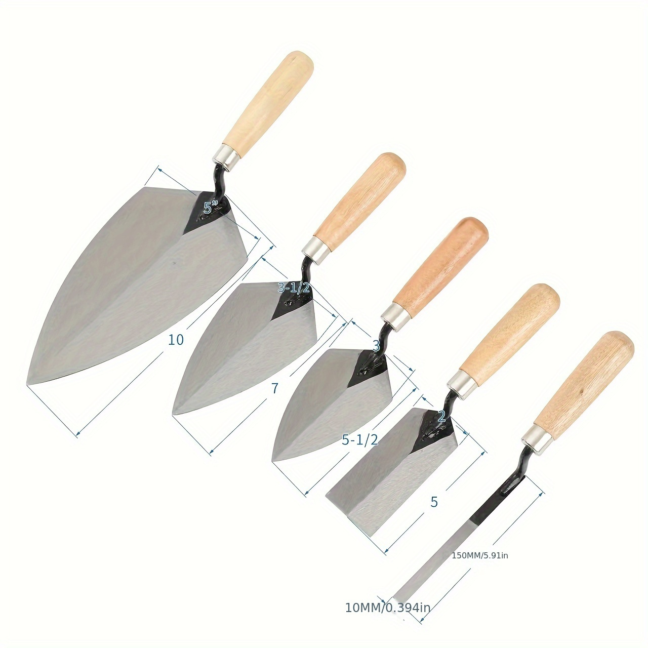 

5pcs Trowel Set With Wooden Handle, Masonry Trowel