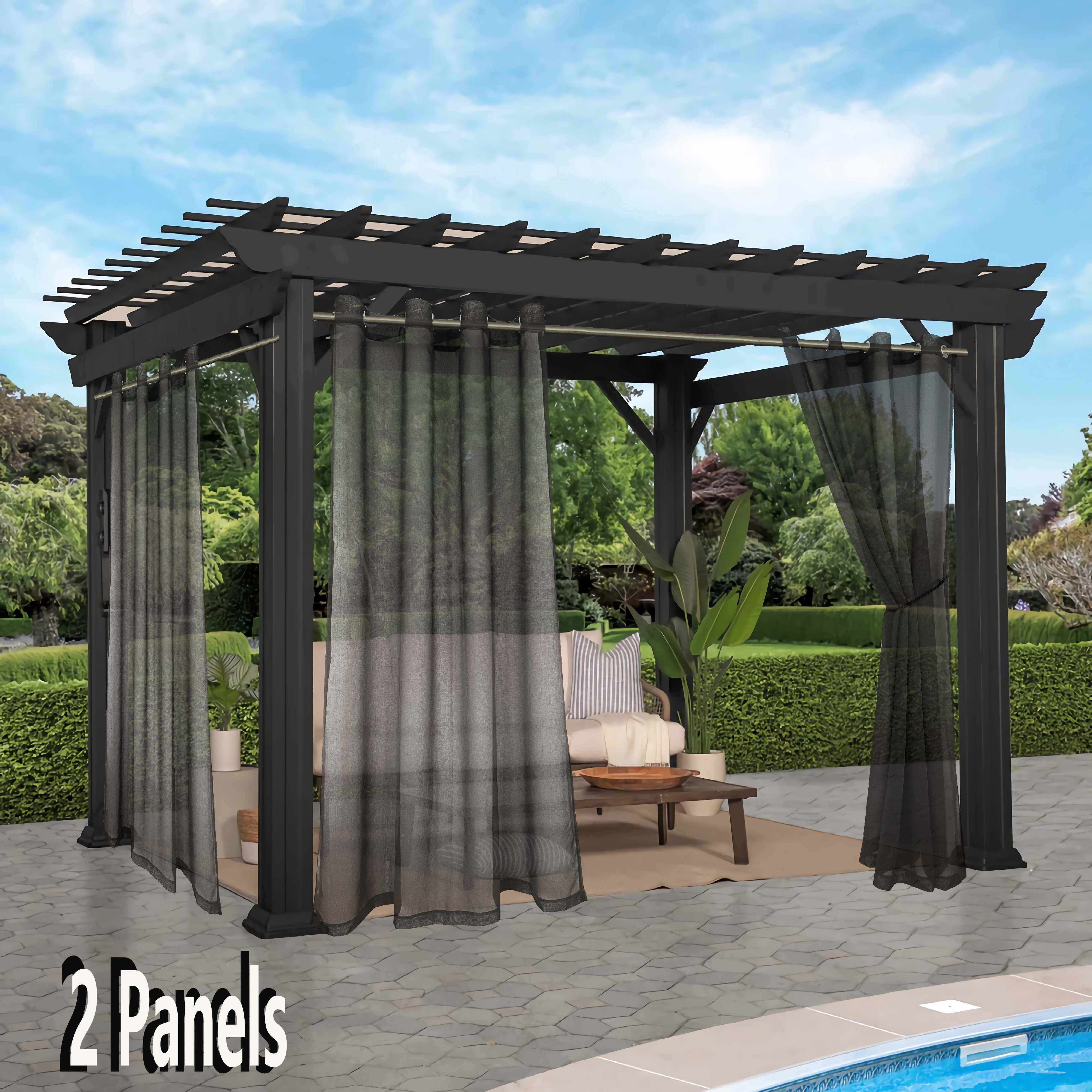 

semi-sheer Charm" 2-pack Classic Sheer Curtains For Patio & Indoor Use - Waterproof, Semi-transparent Polyester With Grommet Top - Perfect For Living Room, Bedroom, Porch, Pergola, Cabana